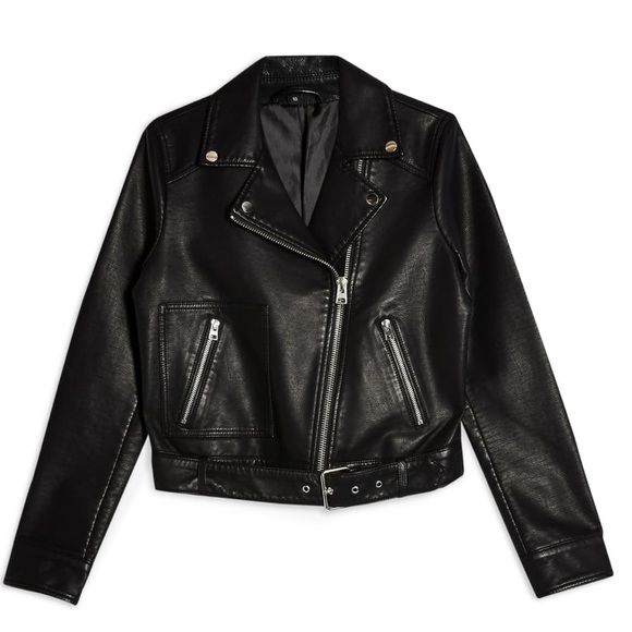 Topshop Jackets & Blazers - Topshop Kota Cropped Vegan Leather Moto Jacket